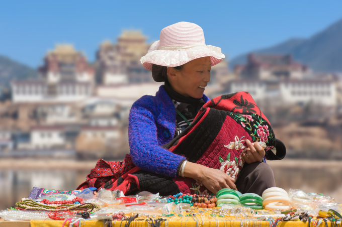 Moteris su kūdikiu Tibetas